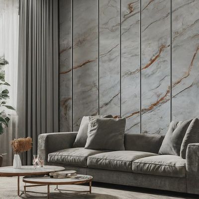 Grey Living Room Marble Effect 10mm Pvc Wall Panels